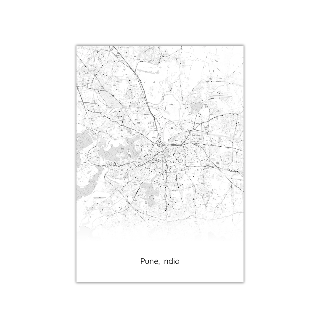 Póster del mapa de Pune, India