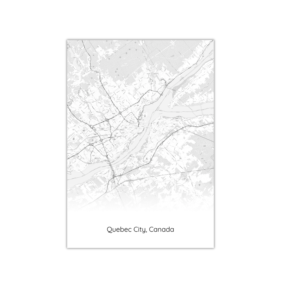 Póster del mapa de la ciudad de Quebec, Canadá