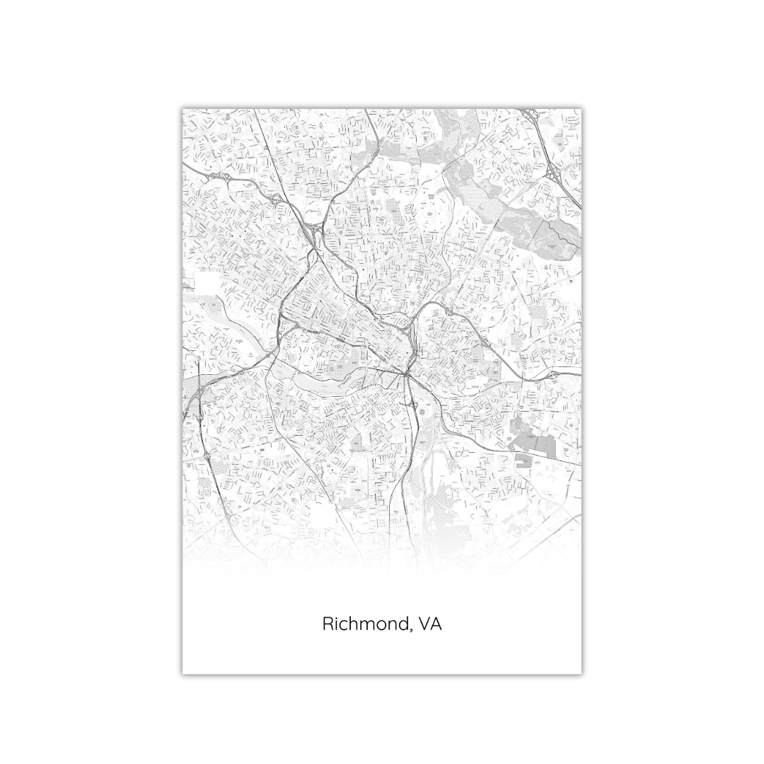 Póster del mapa de Richmond, VA, EE. UU.
