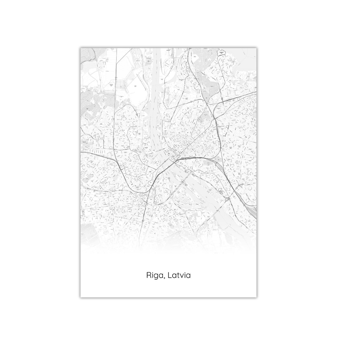 Póster del mapa de Riga, Letonia