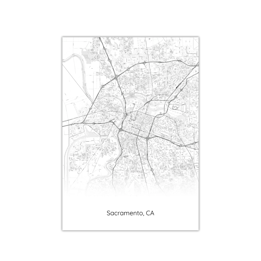Póster del mapa de Sacramento, EE. UU.