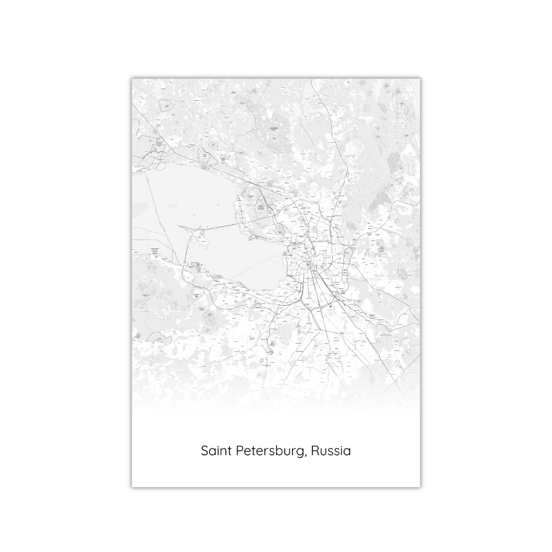 Póster del mapa de San Petersburgo, Rusia