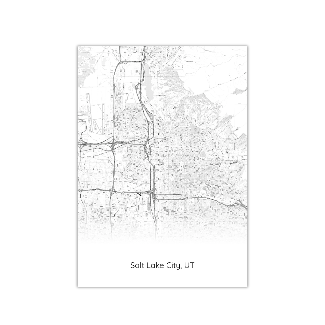 Póster del mapa de Salt Lake City, Utah, EE. UU.