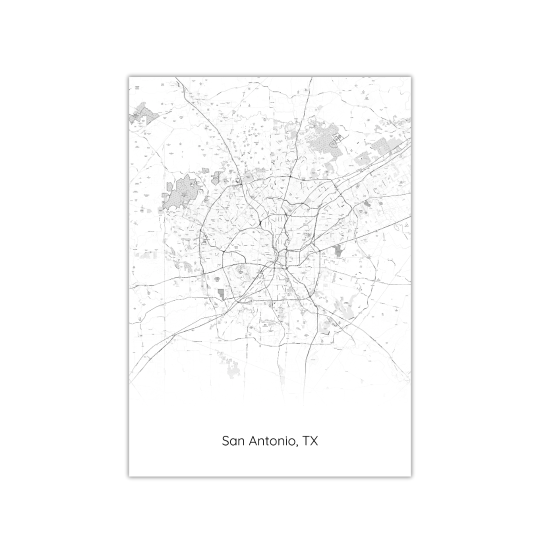 Póster del mapa de San Antonio, EE. UU.
