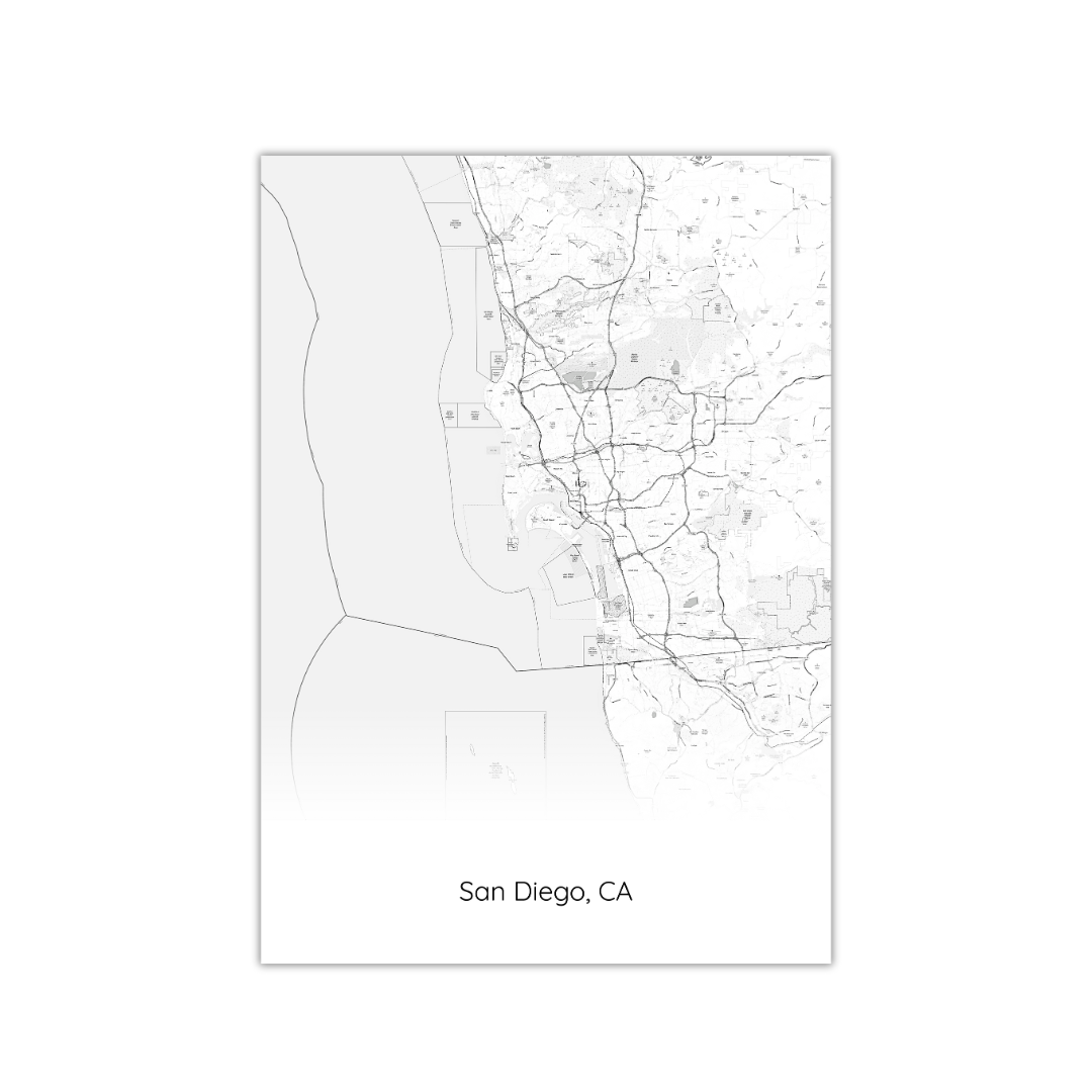 Póster del mapa de San Diego, EE. UU.
