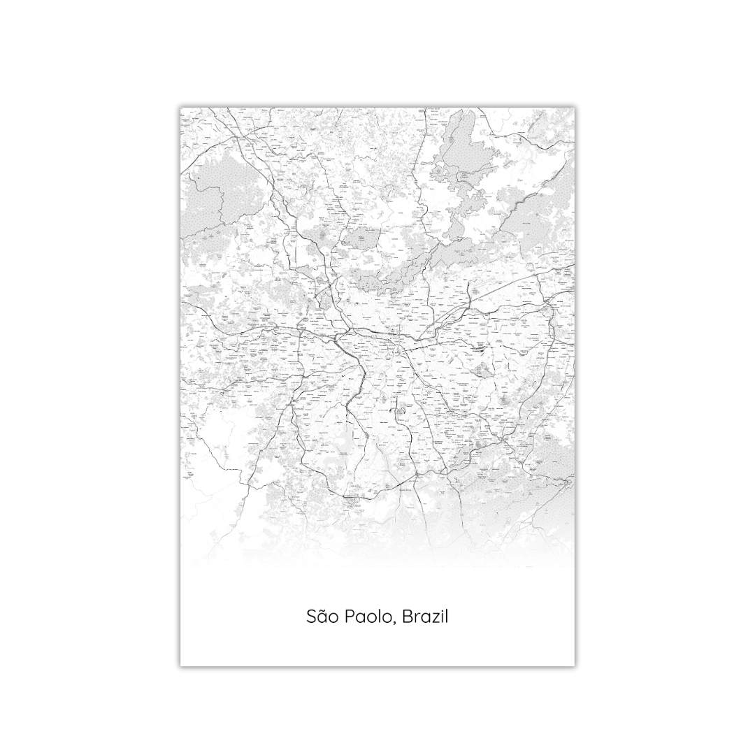 Affiche de la carte de São Paulo, Brésil