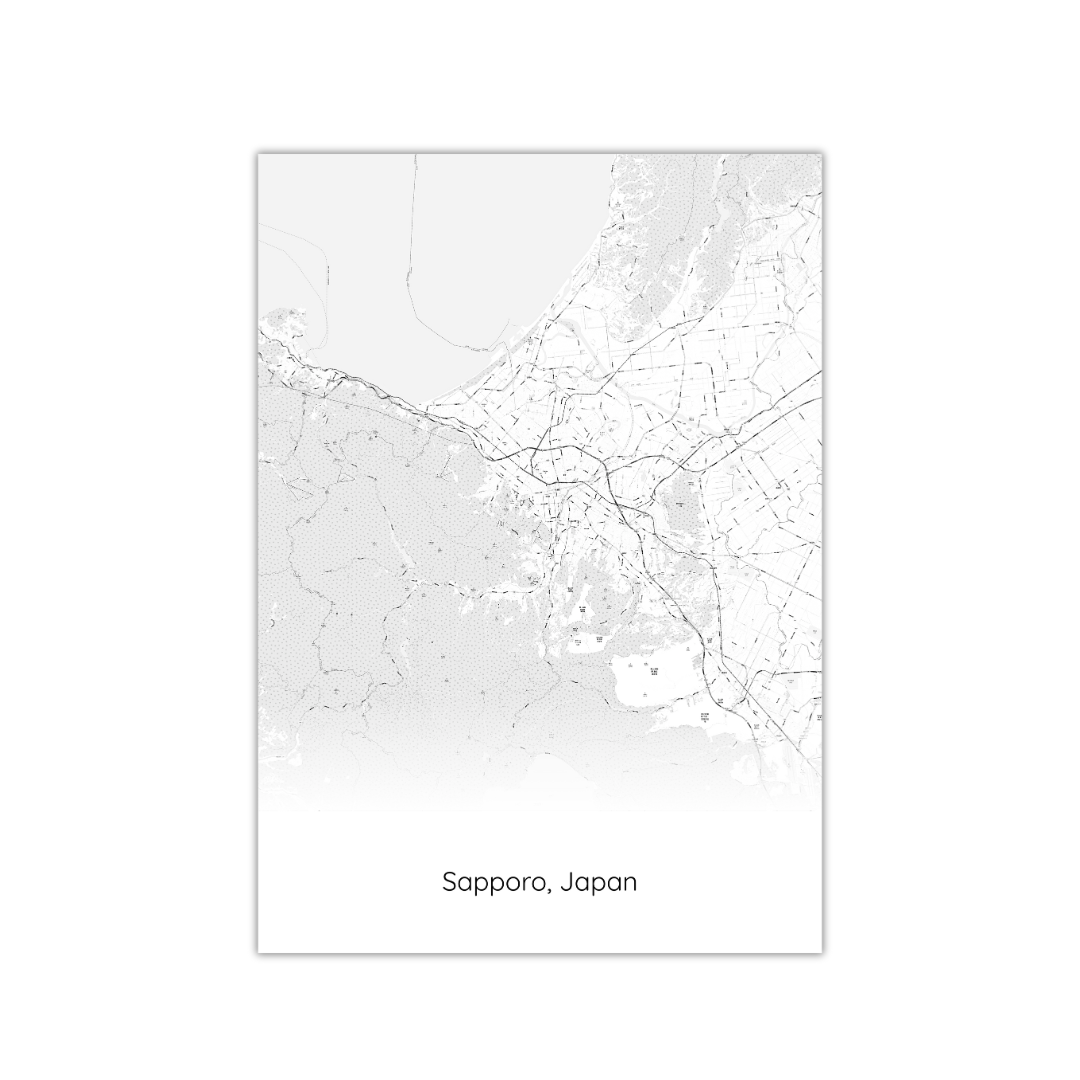 Póster del mapa de Sapporo, Japón