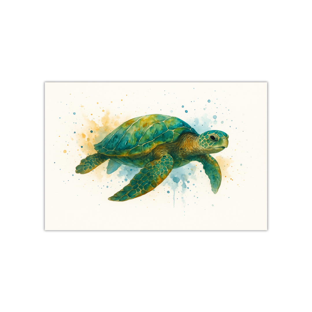 Sea Turtle Watercolor Poster