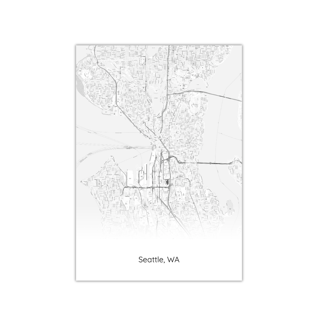 Affiche de la carte de Seattle, États-Unis