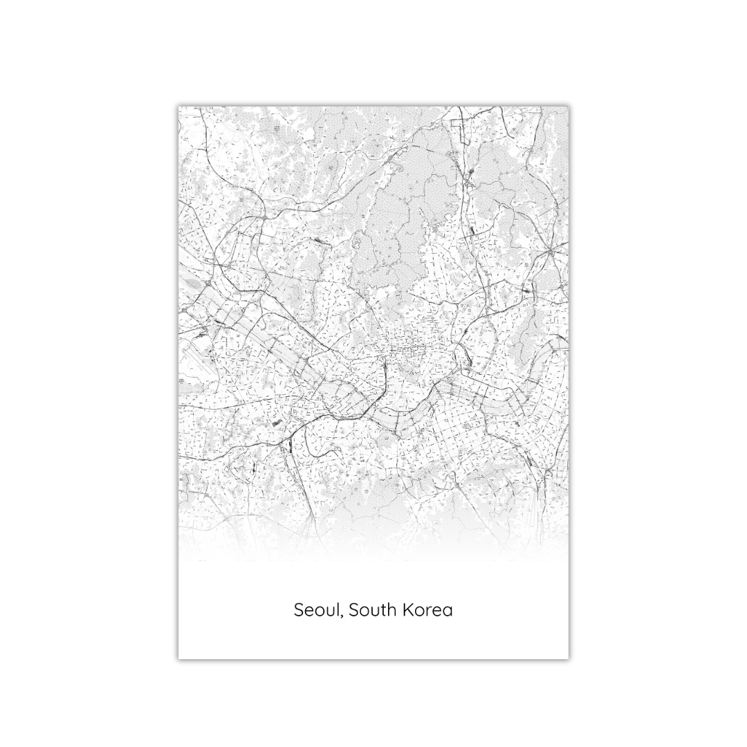 Affiche de la carte de Séoul, Corée du Sud