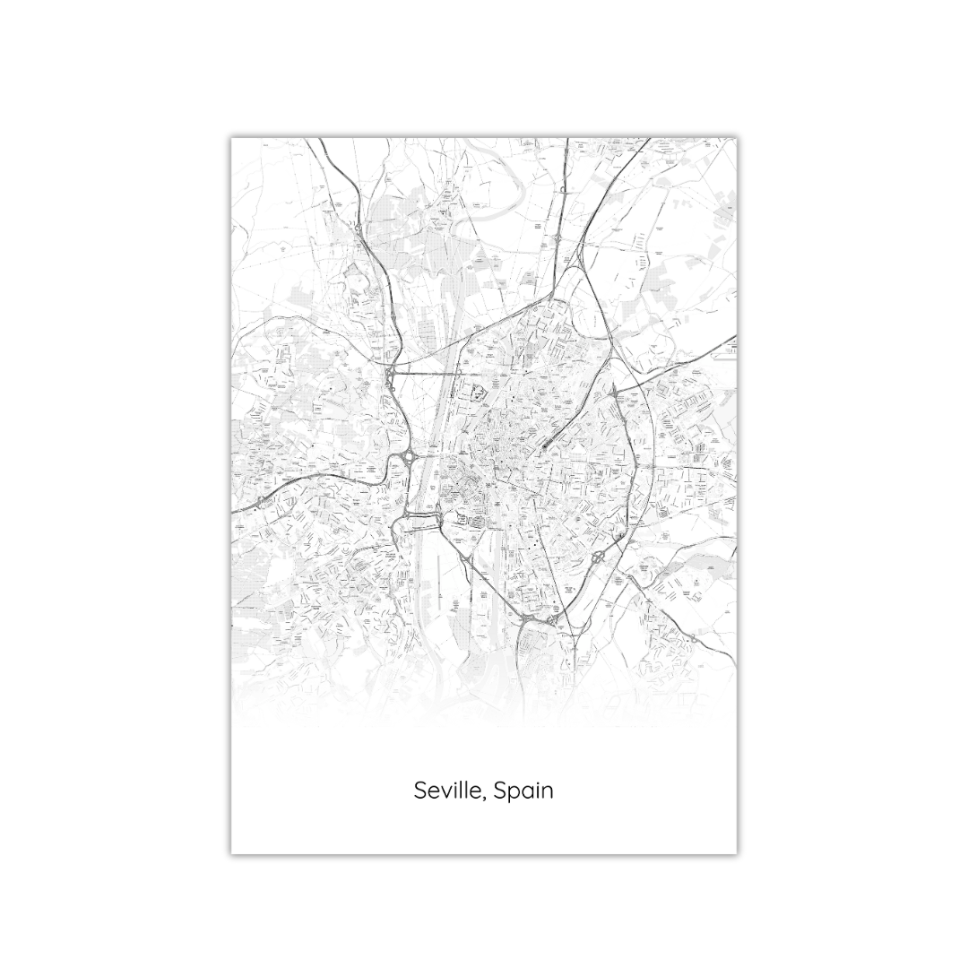 Póster del mapa de Sevilla, España