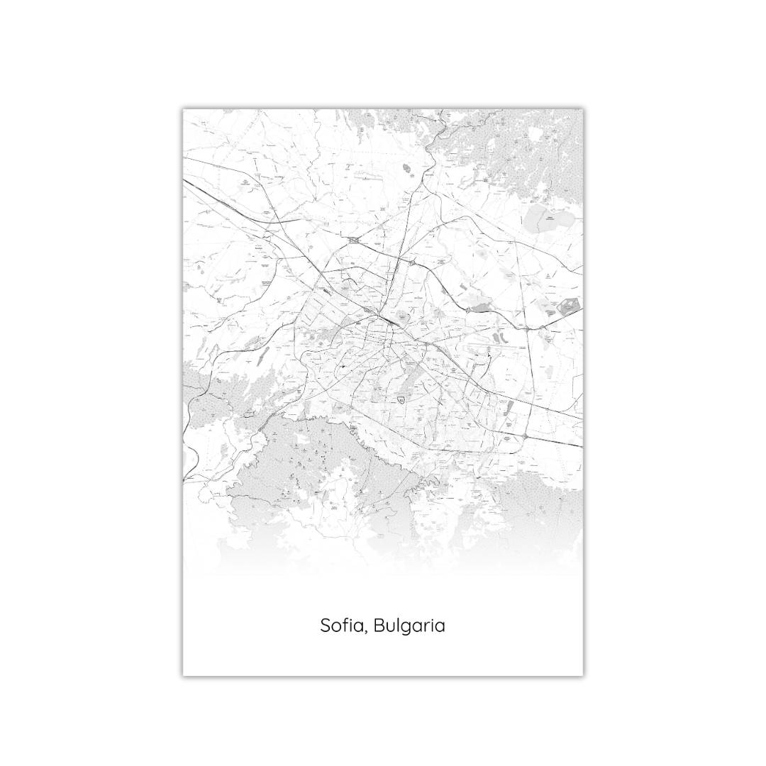 Affiche de la carte de Sofia, Bulgarie