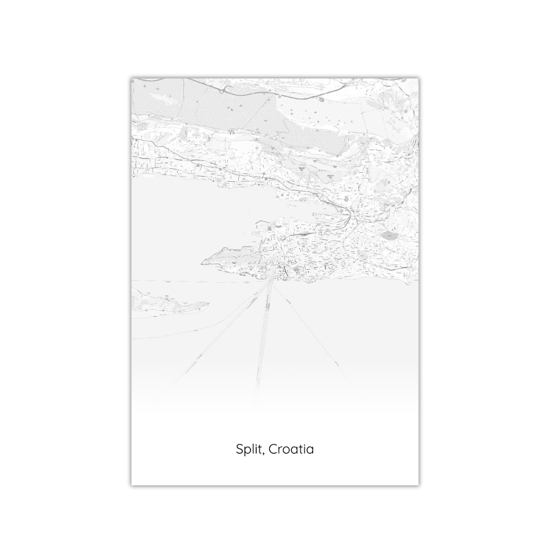 Póster del mapa de Split, Croacia