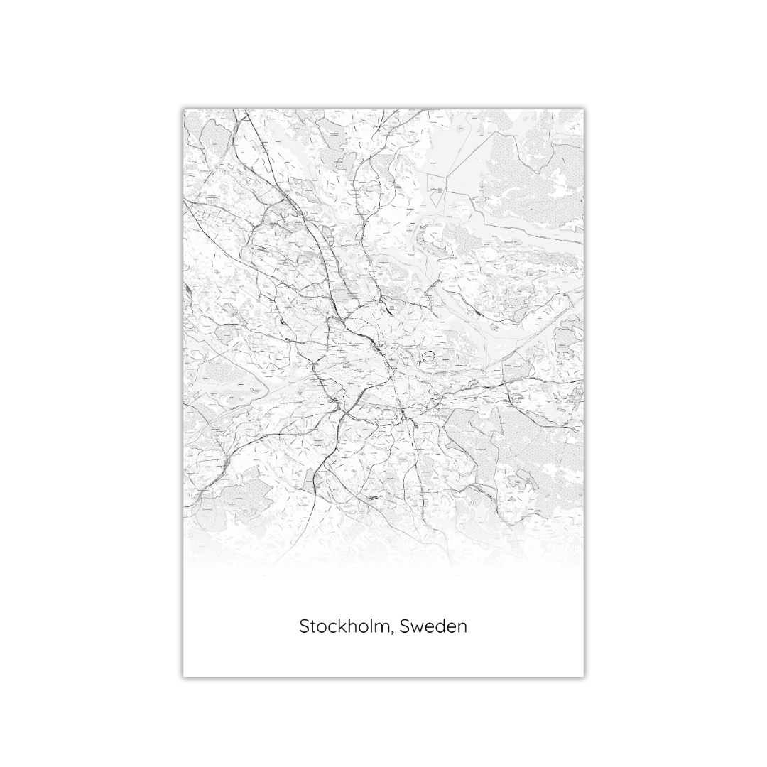 Affiche de la carte de Stockholm, Suède
