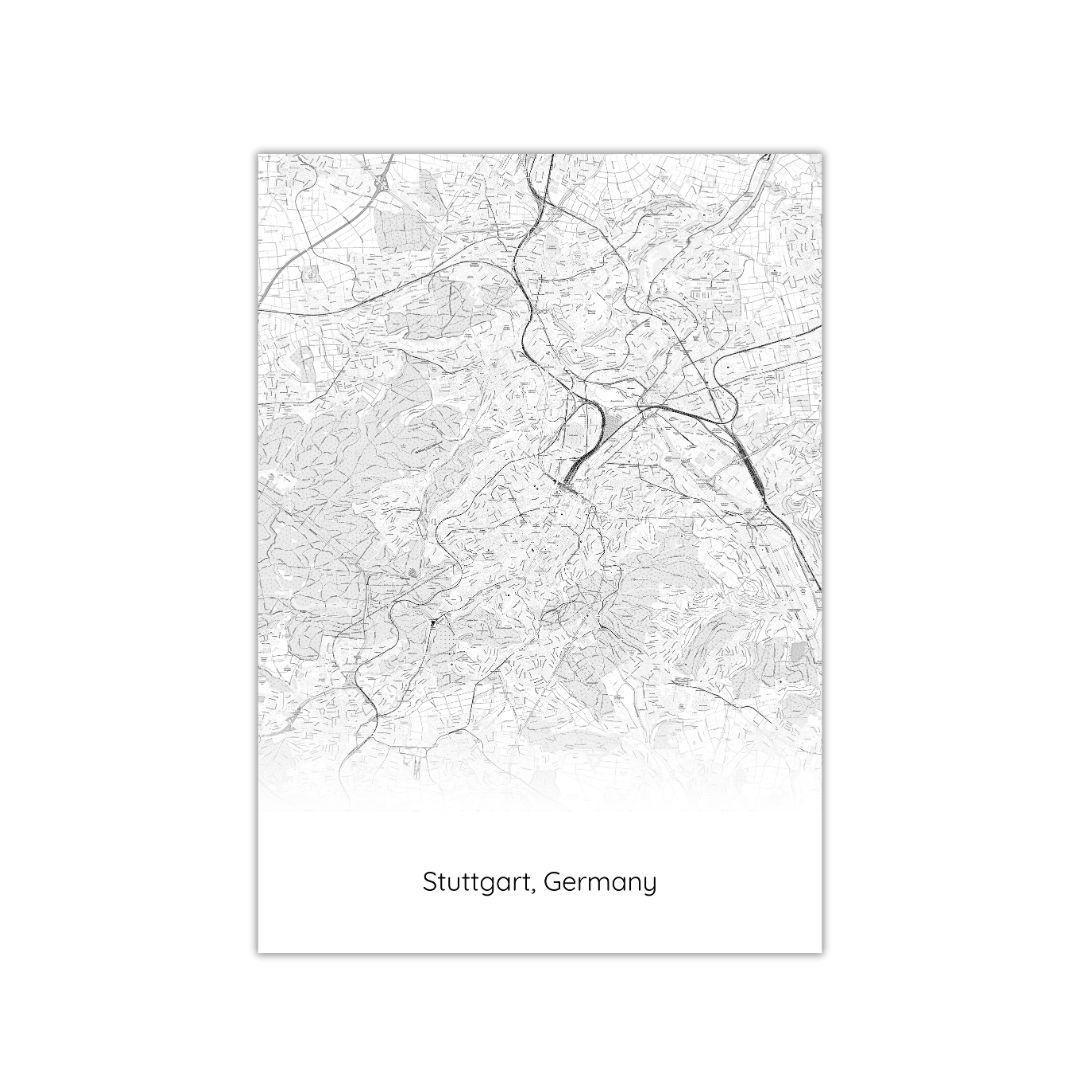 Affiche de la carte de Stuttgart, Allemagne