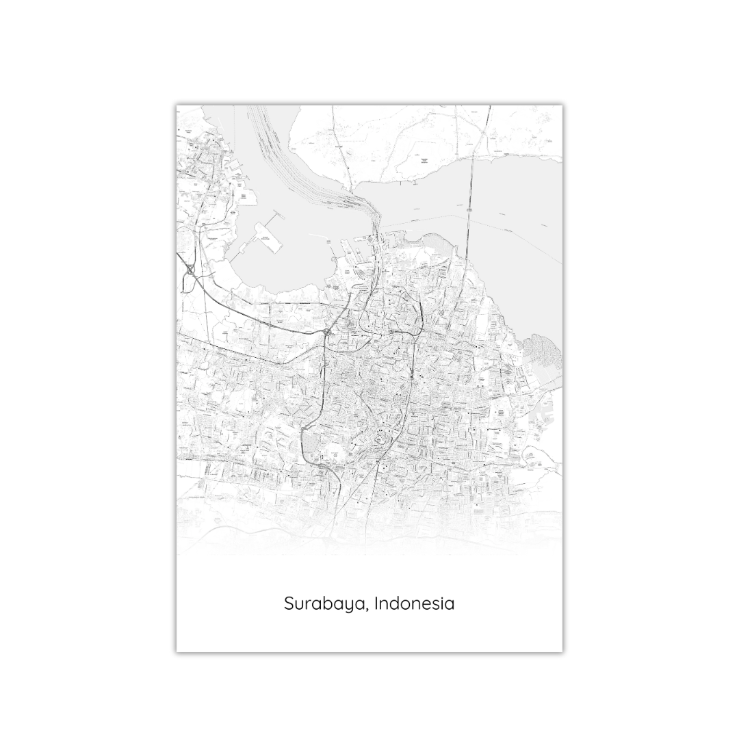 Mapa de Surabaya, Indonesia Póster