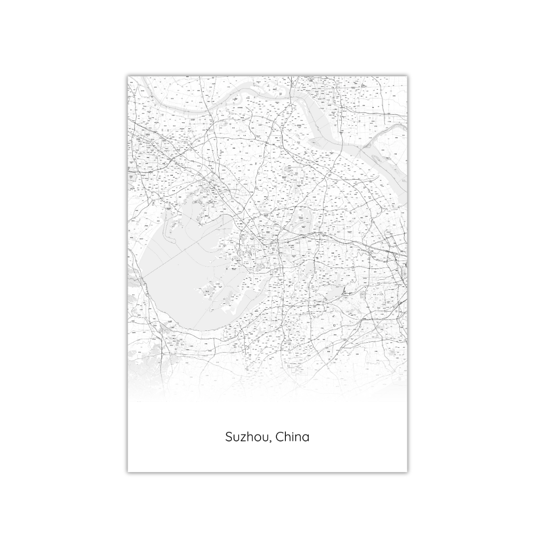 Póster del mapa de Suzhou, China