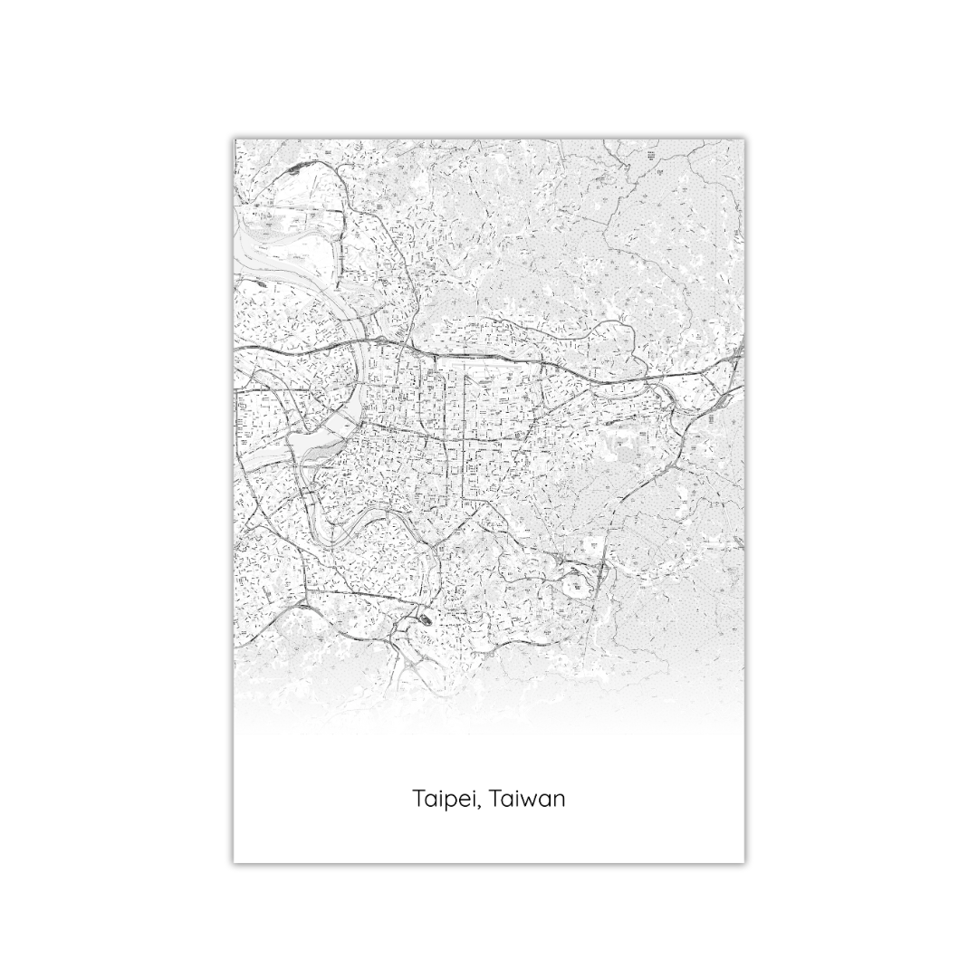 Póster del mapa de Taipei, Taiwán
