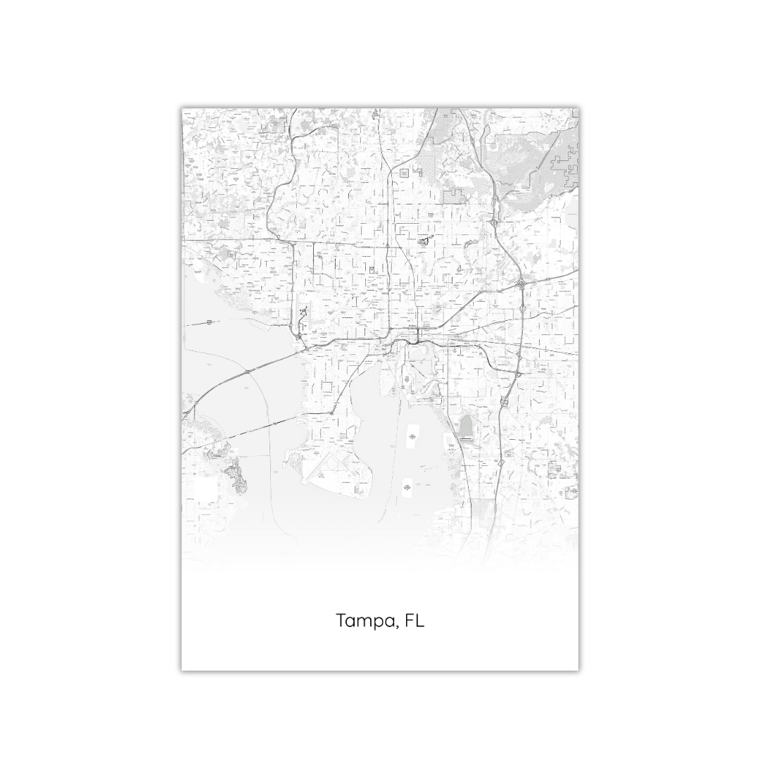 Póster del mapa de Tampa, Florida, EE. UU.