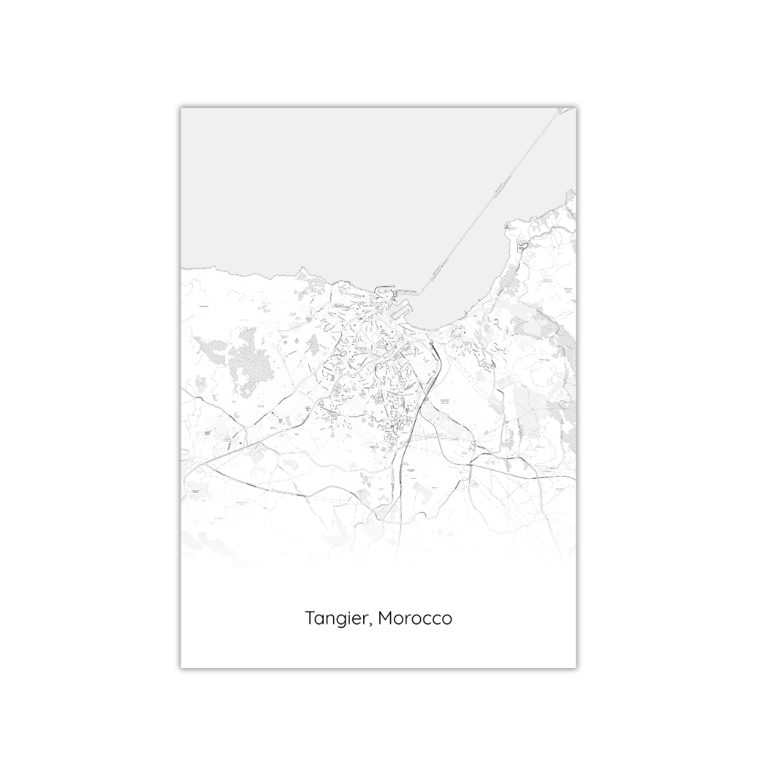 Póster del mapa de Tánger, Marruecos