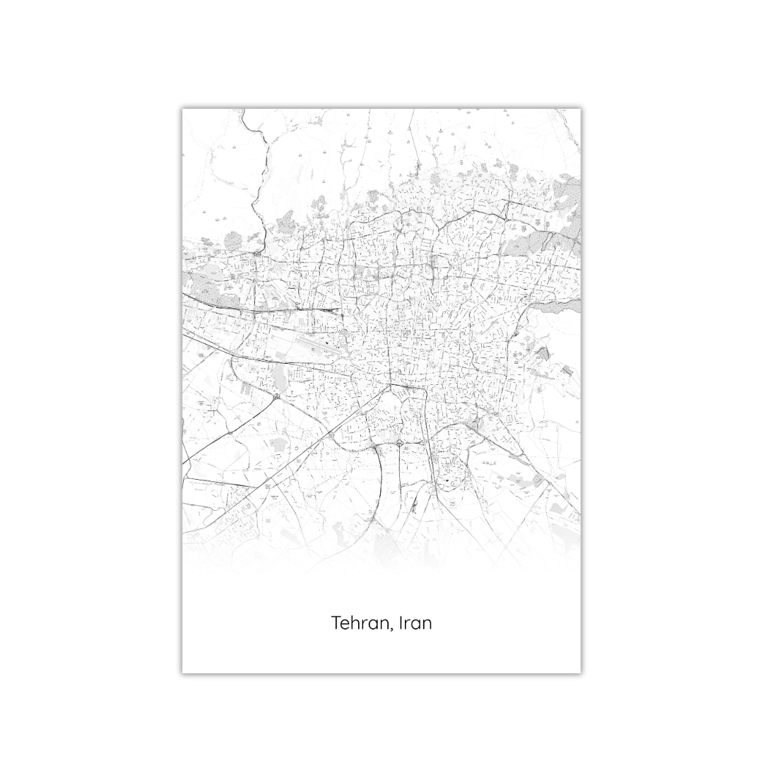 Póster del mapa de Teherán, Irán
