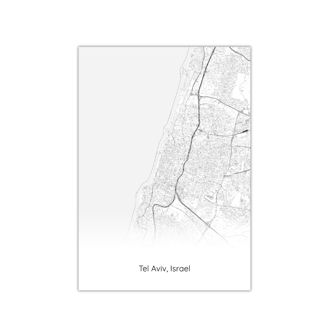 Póster con el mapa de Tel Aviv, Israel