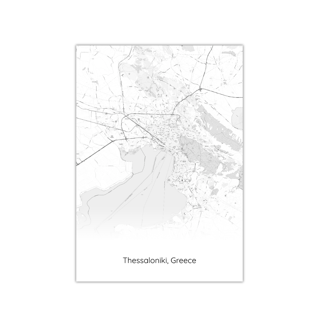 Póster del mapa de Tesalónica, Grecia