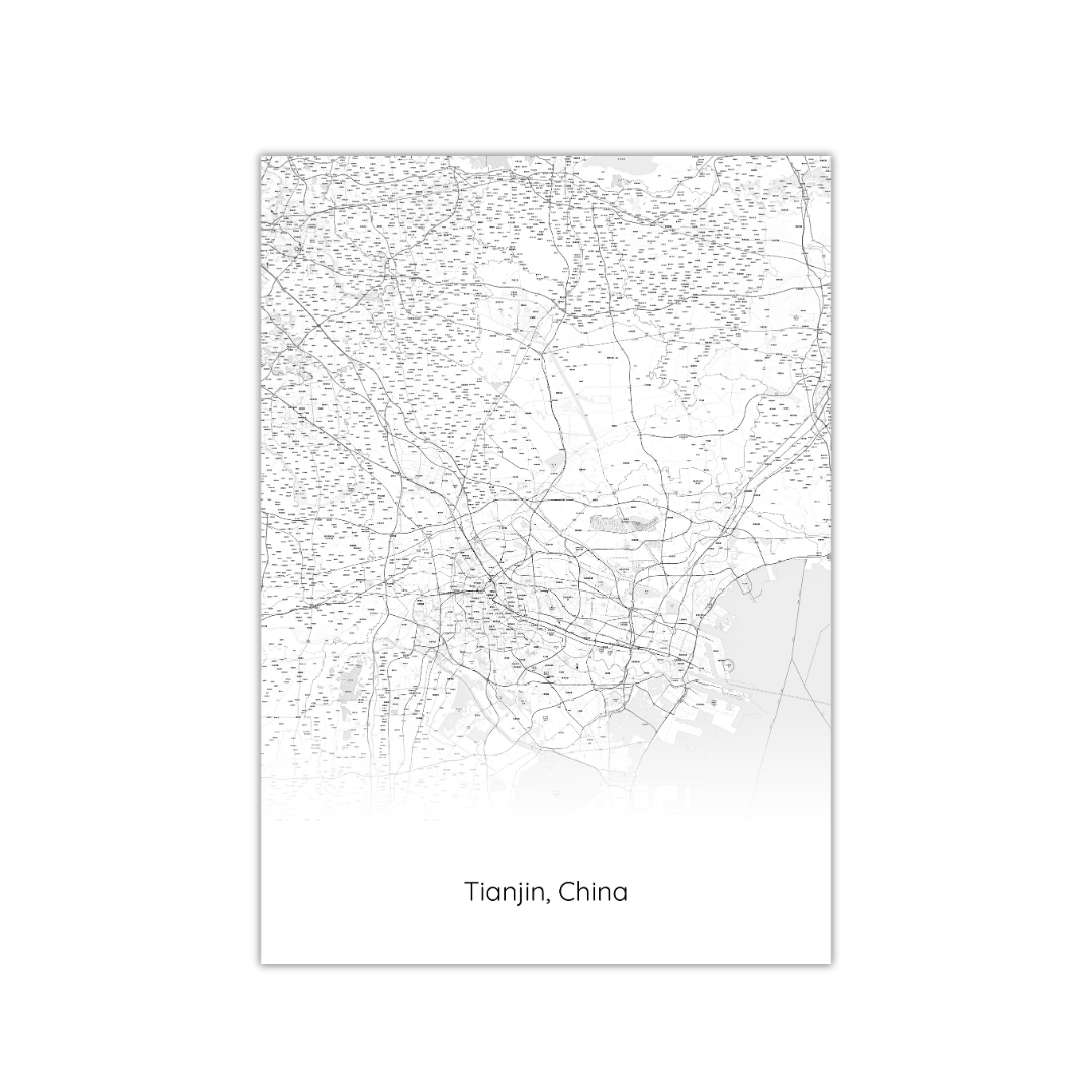Póster del mapa de Tianjin, China