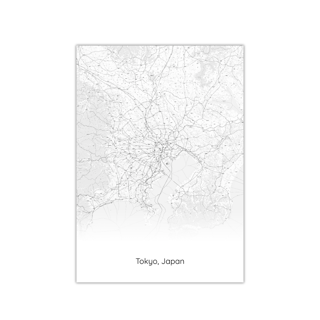 Póster del mapa de Tokio, Japón