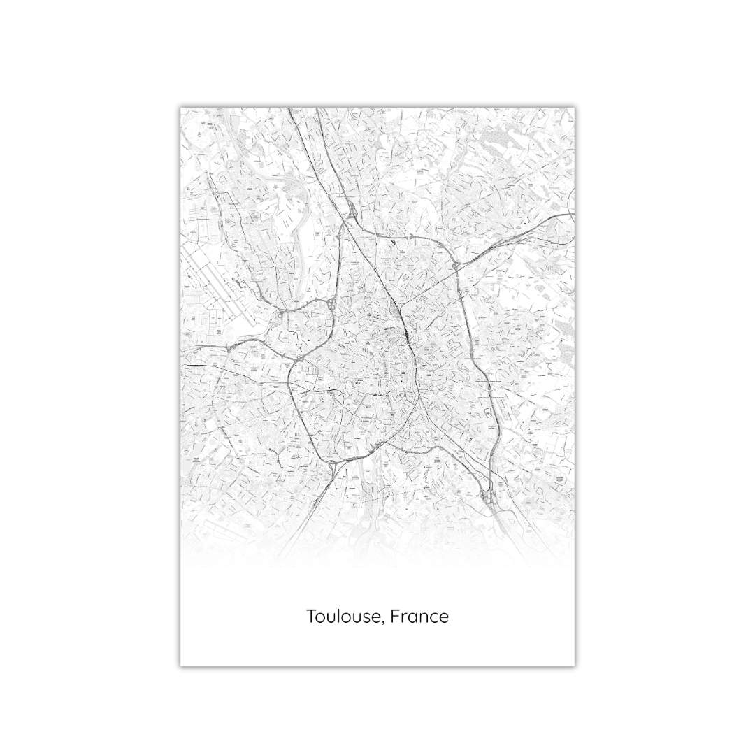 Póster del mapa de Toulouse, Francia