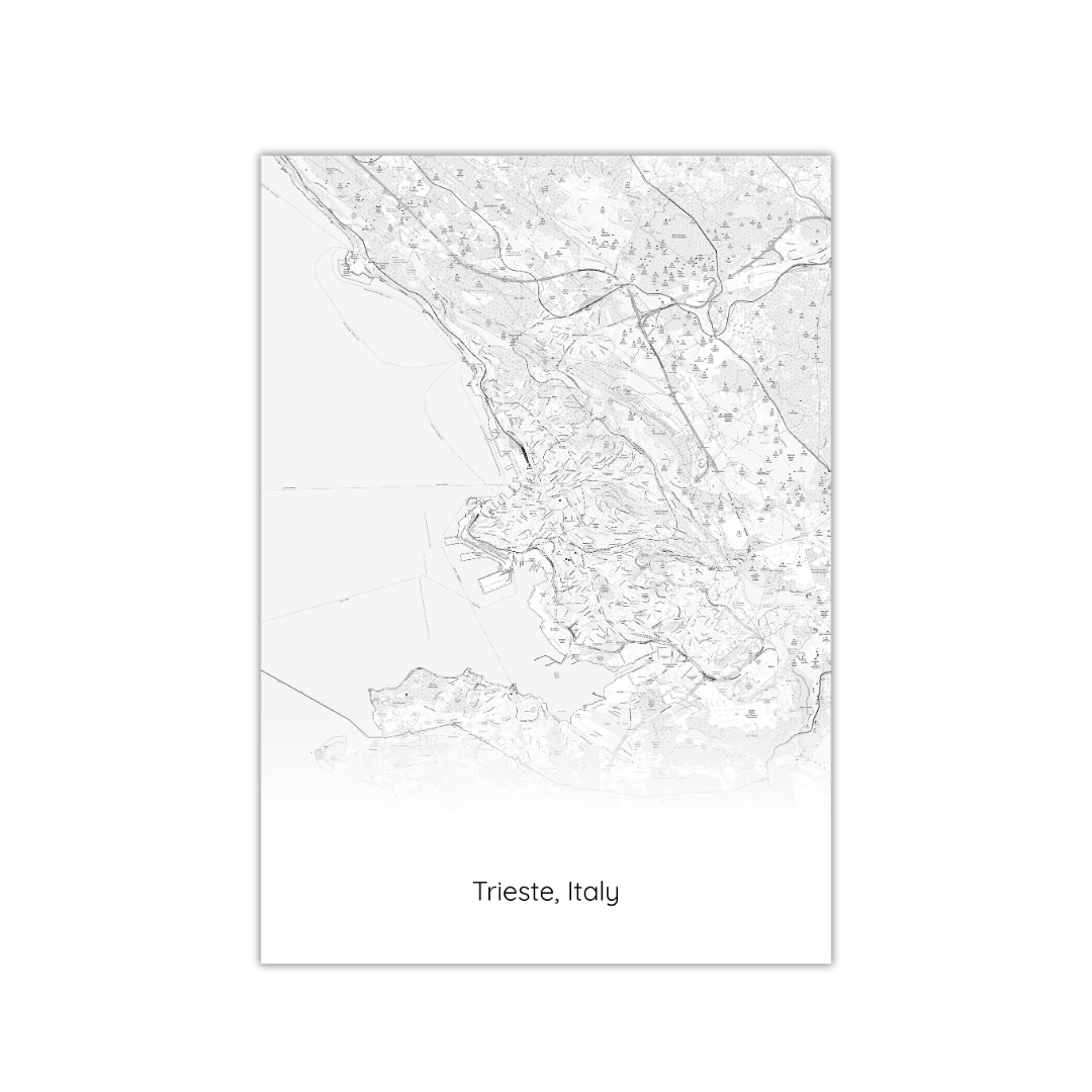 Póster del mapa de Trieste, Italia
