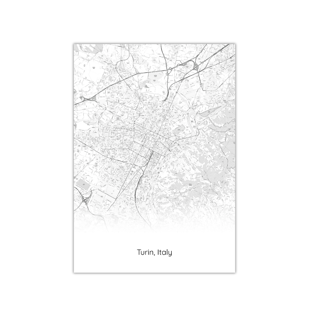 Póster del mapa de Turín, Italia