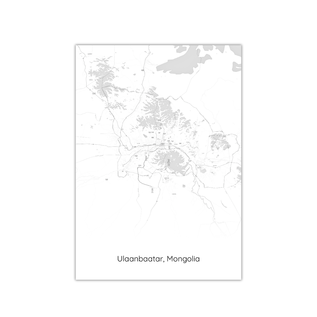 Póster del mapa de Ulán Bator, Mongolia