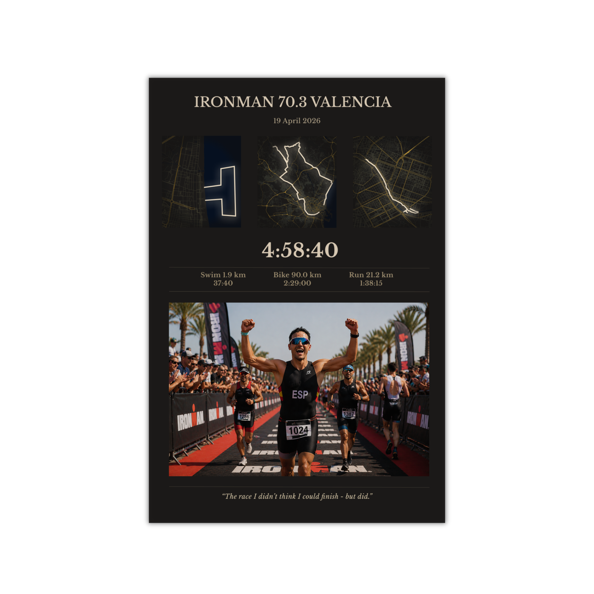 Valencia 70.3 Dark Poster With Photo