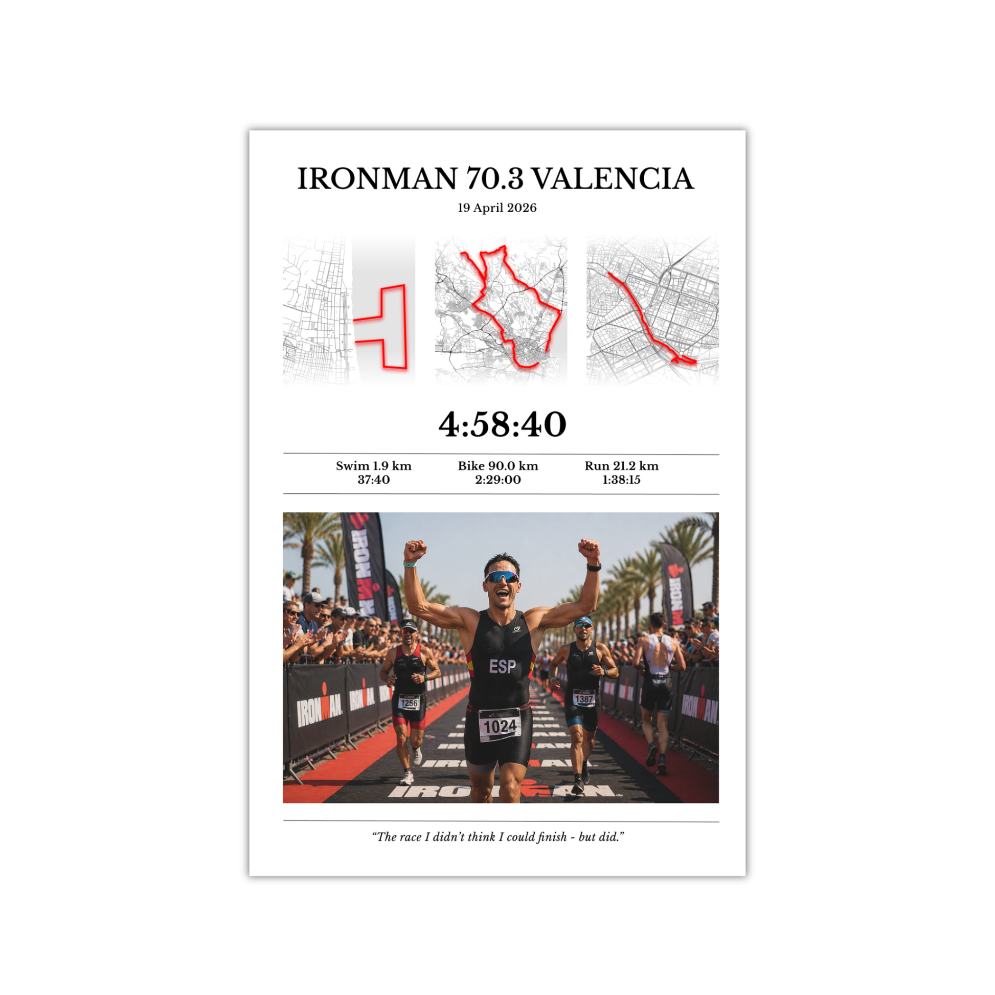 Valencia 70.3 White Poster With Photo