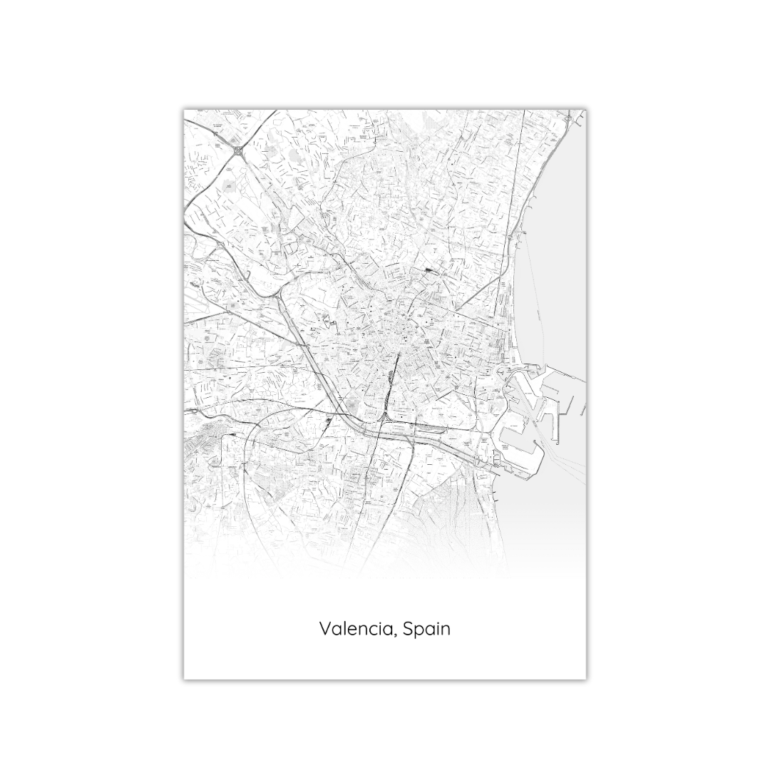 Póster del mapa de Valencia, España