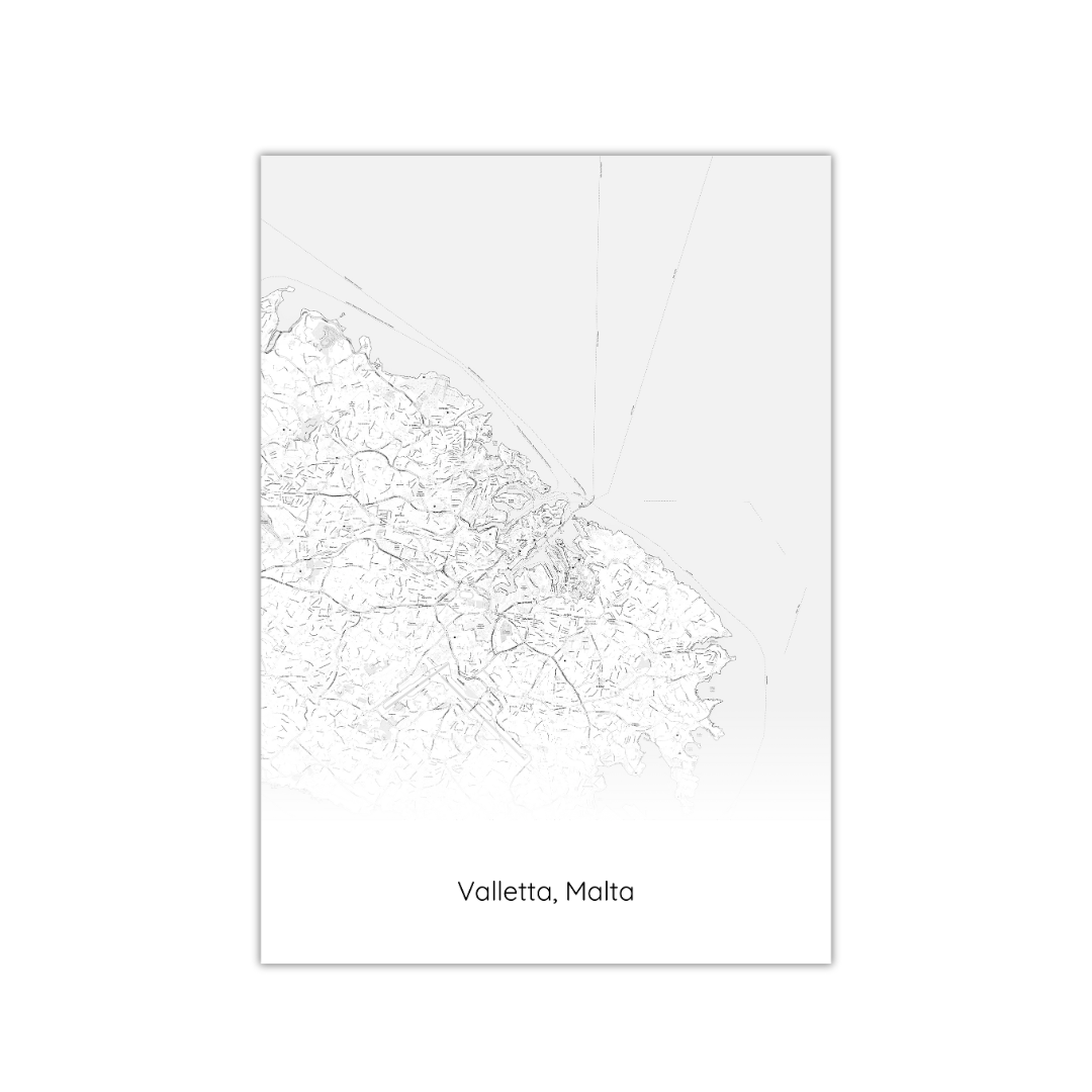Póster del mapa de La Valeta, Malta