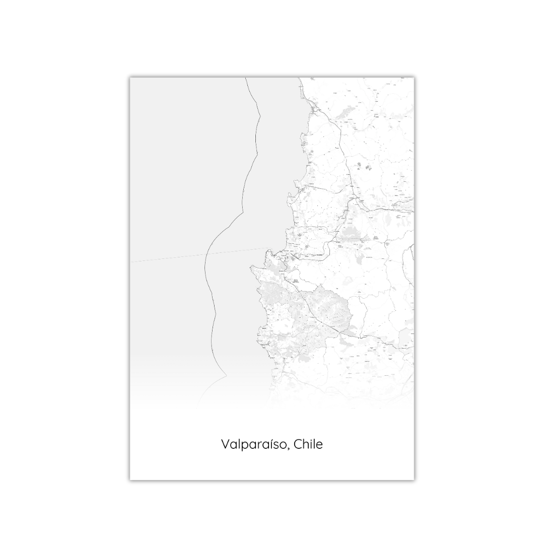 Póster del mapa de Valparaíso, Chile