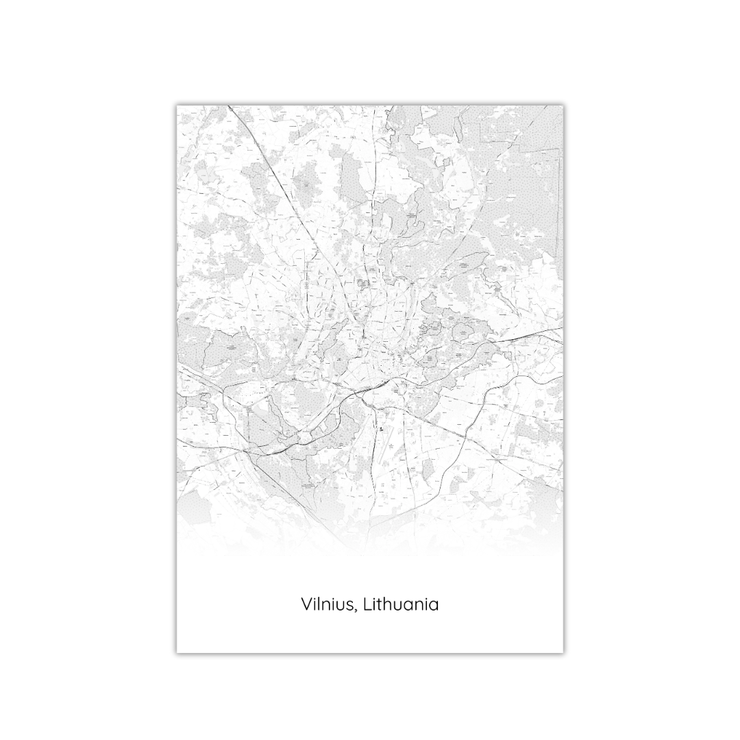 Póster del mapa de Vilna, Lituania