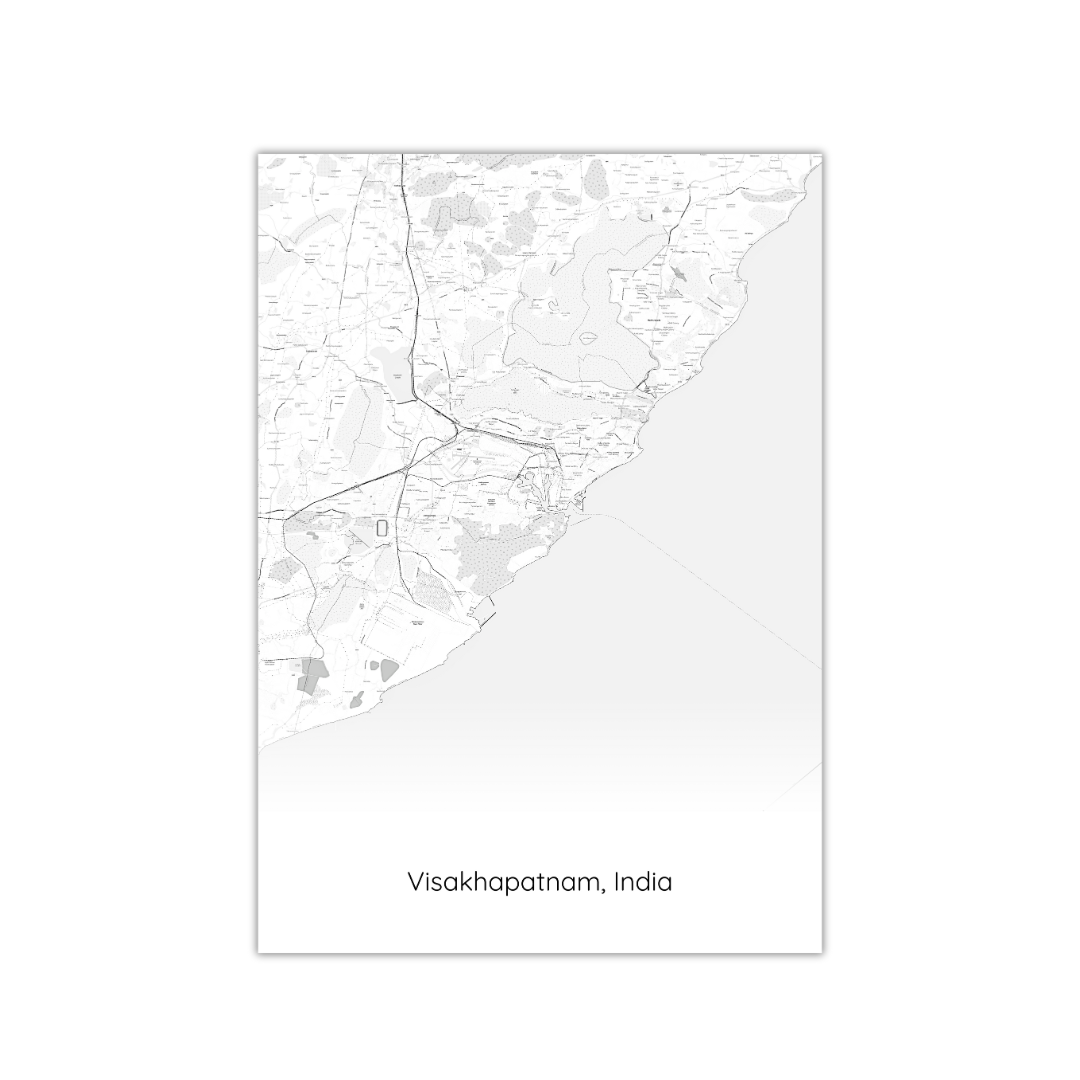 Mapa de Visakhapatnam, India Póster