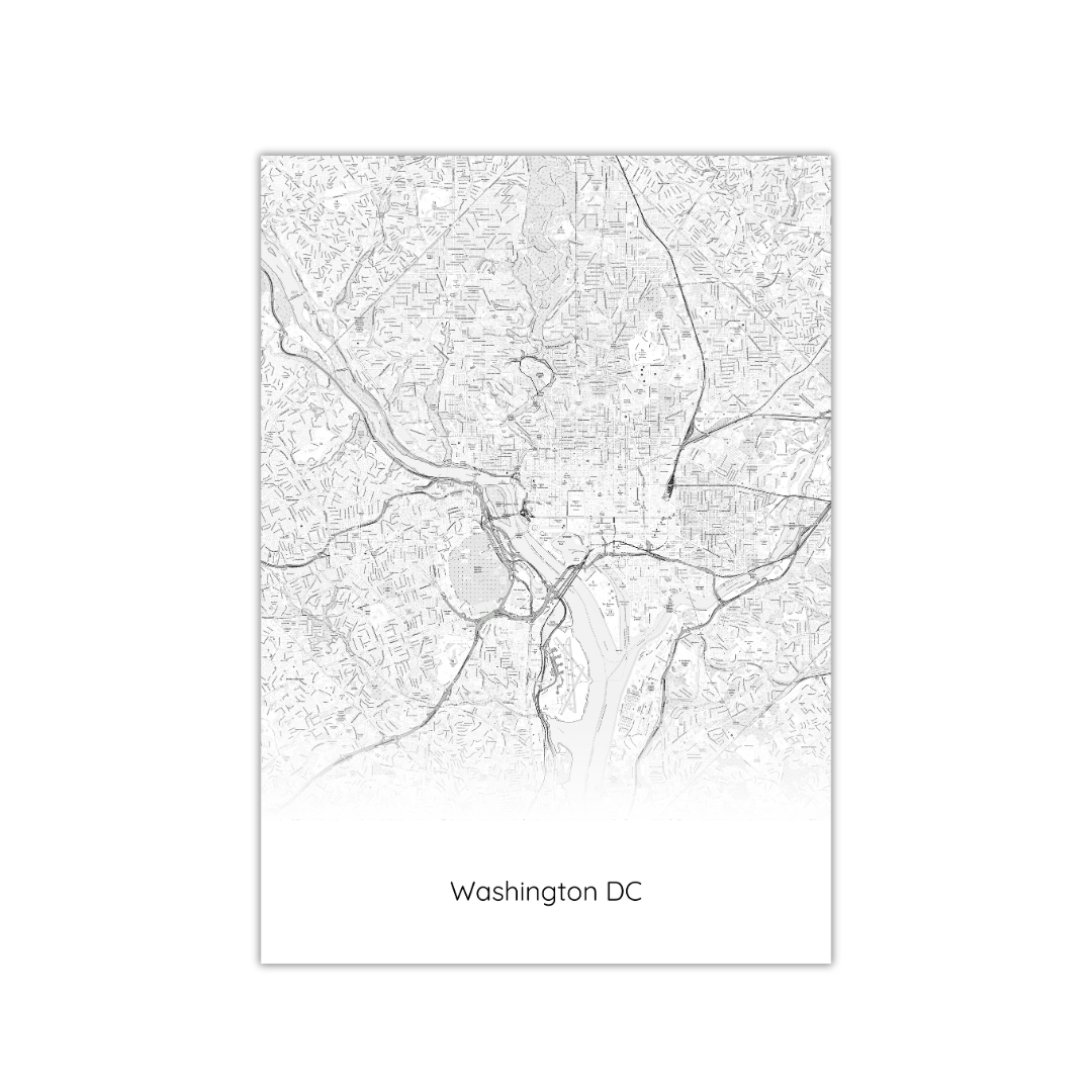 Póster del mapa de Washington DC, EE. UU.