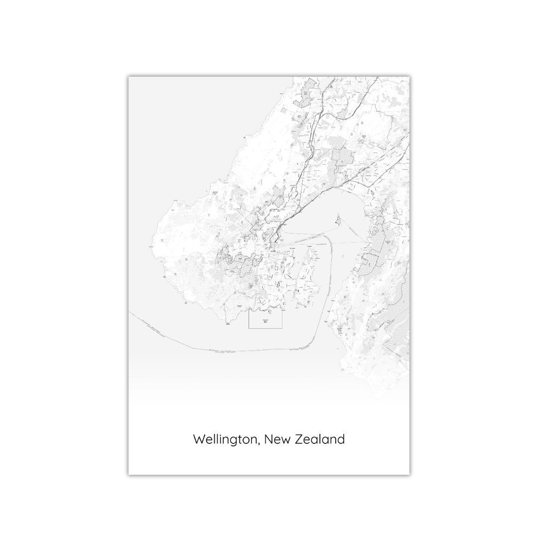 Póster del mapa de Wellington, Nueva Zelanda