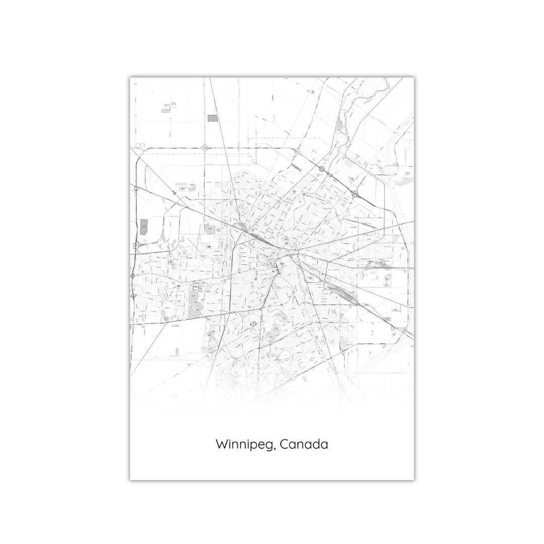 Póster del mapa de Winnipeg, Canadá