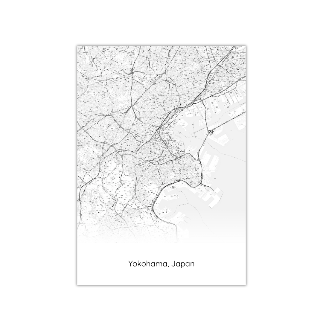 Póster del mapa de Yokohama, Japón