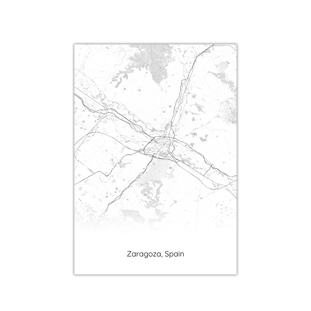 Póster del mapa de Zaragoza, España