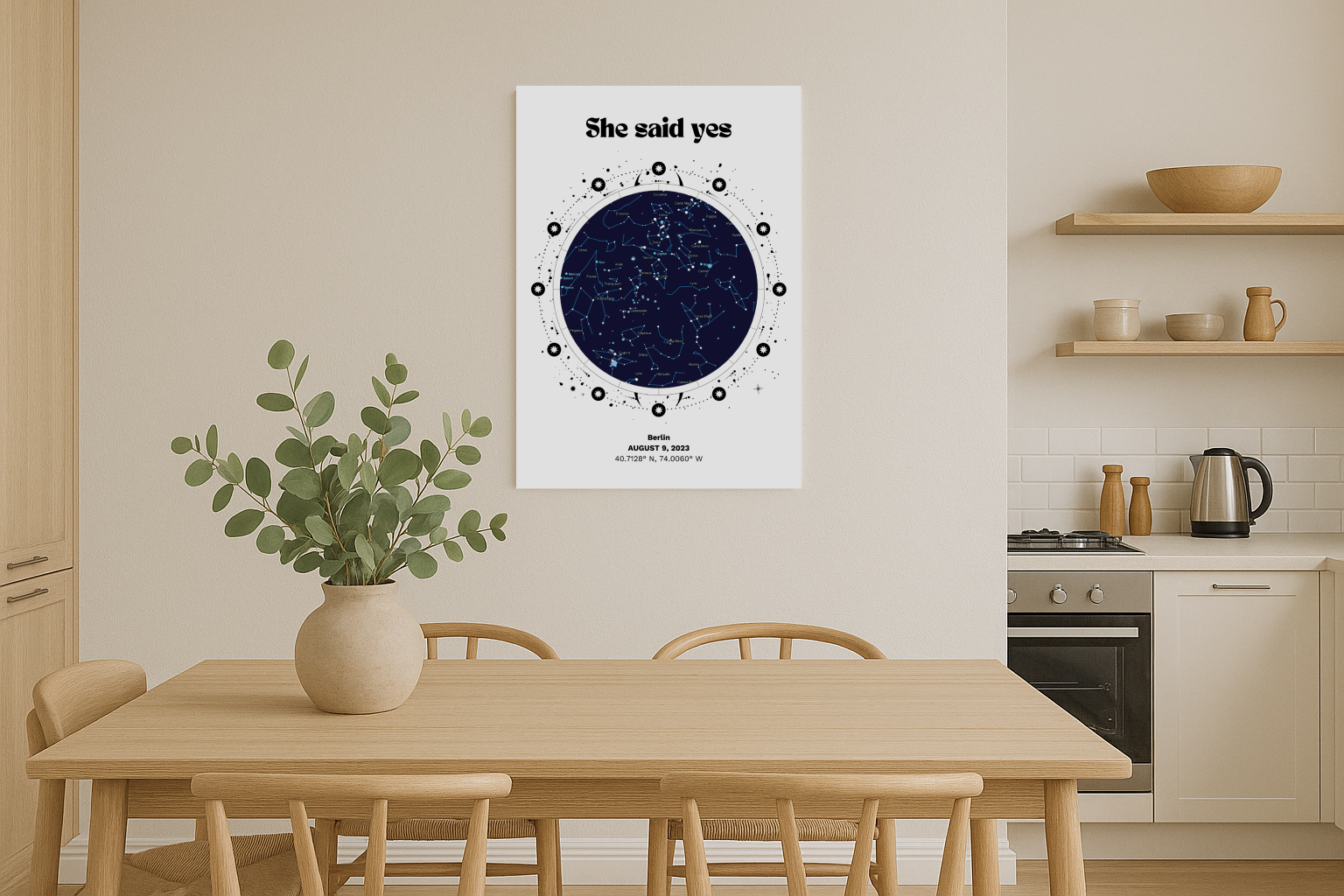 Classic White custom Star map poster