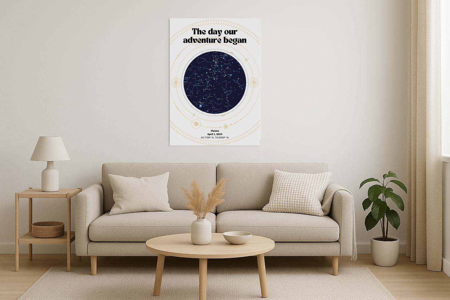 Golden Glow custom Star map poster